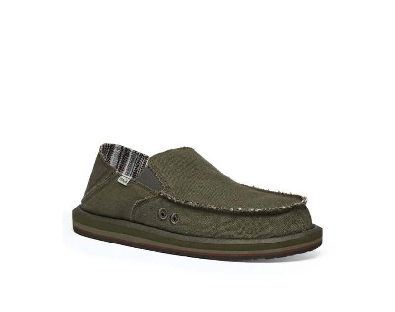 Sanuk Vagabond Soft Top Hemp Collapsible Heel - Sanuk Shoes Mens Olive - Philippines WUKXCE841